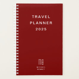 Moderne Monogram Burgundy Travel Planer
