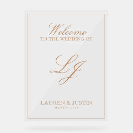 Moderne Monogram Classic Terracotta Script Willkom Acrylschild