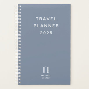 Moderne Monogram Dusty Blue Travel Planer