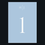 Moderne Monogram Dusty Blue Wedding Tischnummer<br><div class="desc">Diese einfache,  aber elegante Tischkarte zeichnet sich durch ein modernes Monogramm-Design aus,  das jedem Hochzeitsthema gerecht wird. Fügen Sie den benutzerdefinierten Text mithilfe des Vorlagenformulars hinzu. Verwenden Sie die erweiterten Editiermenüs,  indem Sie das Entwurfswerkzeug auswählen,  um die Farben,  den Schriftart und das Layout zu ändern.</div>