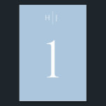 Moderne Monogram Dusty Blue Wedding Tischnummer<br><div class="desc">Diese einfache,  aber elegante Tischkarte zeichnet sich durch ein modernes Monogramm-Design aus,  das jedem Hochzeitsthema gerecht wird. Fügen Sie den benutzerdefinierten Text mithilfe des Vorlagenformulars hinzu. Verwenden Sie die erweiterten Editiermenüs,  indem Sie das Entwurfswerkzeug auswählen,  um die Farben,  den Schriftart und das Layout zu ändern.</div>