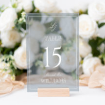 Moderne Monogram Dusty Blue Wedding Tischnummer
