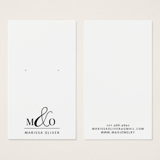 Moderne Monogram Earring Juwelier Display Cards (Vorne & Hinten)