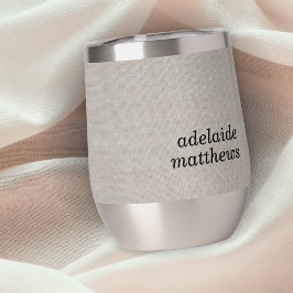 Moderne Monogram Elegant Linen Look Erstname