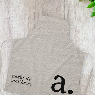 Moderne Monogram Elegant Linen Look Erstname Schürze