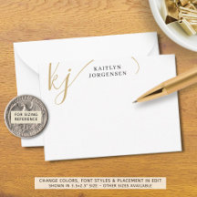 Moderne Monogram Elegant Script Initials Black Gol