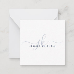 Moderne Monogram Elegant Script Initials Navy Blue Mitteilungskarte