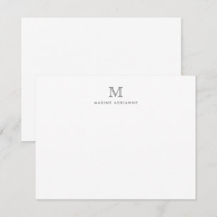 Moderne Monogram, erste Silver Gray Note Card Einladung