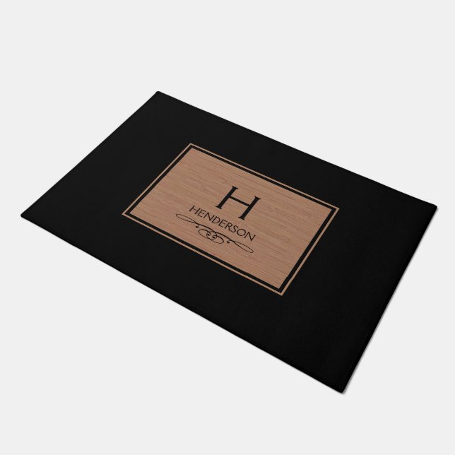 Moderne Monogram-Familienname Door Mat Fußmatte (Schrägansicht)