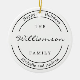 Moderne Monogram Foto Happy Holiday Keramik Ornament