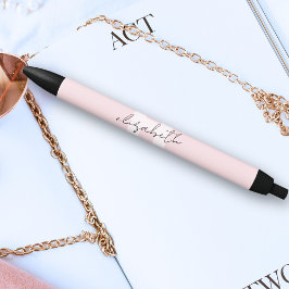 Moderne Monogram Girly Script Blush Pink Initial Kugelschreiber