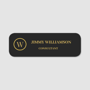 Moderne Monogram Gold Black Business Card Namensschild