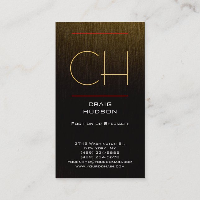 Moderne Monogram Gold Color Business Card Visitenkarte (Vorderseite)
