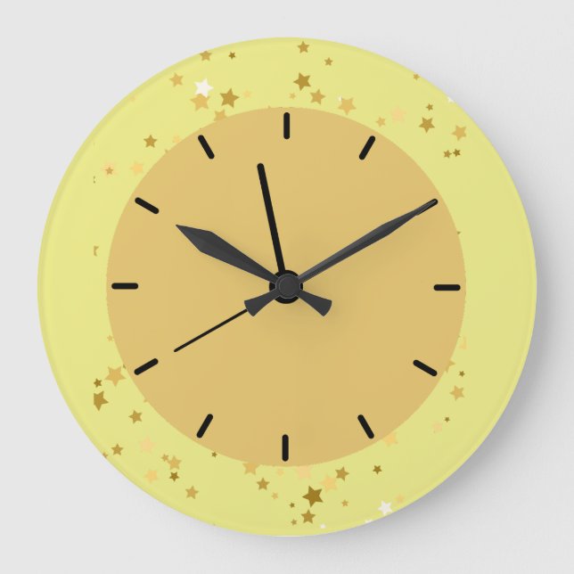 Moderne Monogram Gold Star Acrylmauer Uhr (Vorderseite)