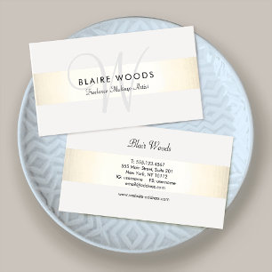 Moderne Monogram Gold White Strip Business Card Visitenkarte