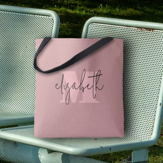 Moderne Monogram Individuelle Name Dusty Rose Tasche (Von Creator hochgeladen)
