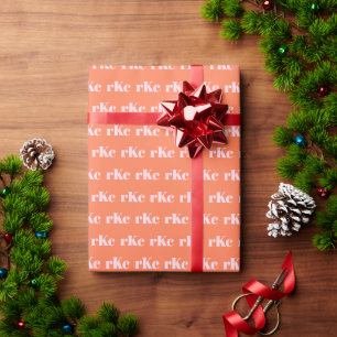 Moderne Monogram-Initialen Weichzeichnen Orange Pi Geschenkpapier