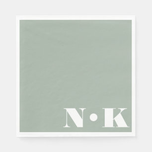 Moderne Monogram Initials Dusty Sage Custom Weddin Serviette