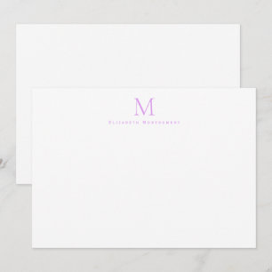 Moderne Monogram Lavender Lila Correspondence Mitteilungskarte