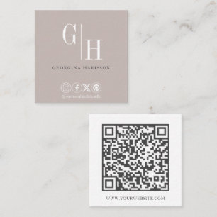 Moderne Monogram-Logo-QR-Rose Quadratische Visitenkarte