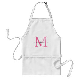 Moderne Monogram Magenta Pink Script Koch Cuisine Schürze