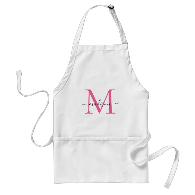 Moderne Monogram Magenta Pink Script Koch Cuisine Schürze (Vorne)