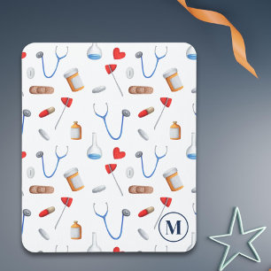 Moderne Monogram Medical Pattern Nurse Mousepad