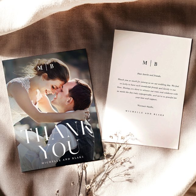Moderne Monogram Minimalistisch Wedding Dankeschön Dankeskarte (Von Creator hochgeladen)