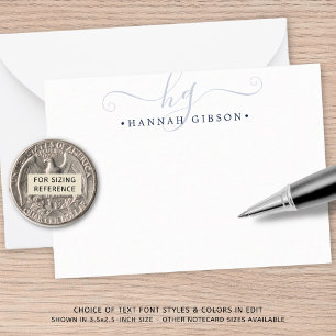 Moderne Monogram Navy Blue Script Initials Mitteilungskarte