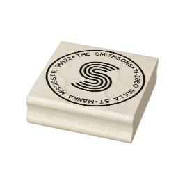 Moderne Monogram Personalisierte Familienname und  Gummistempel