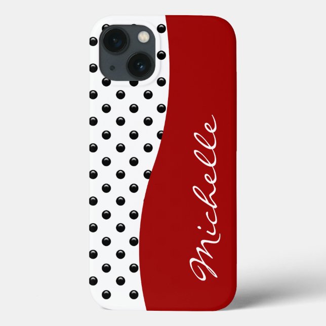 Moderne Monogram Polka Dot Case-Mate iPhone Hülle (Rückseite)