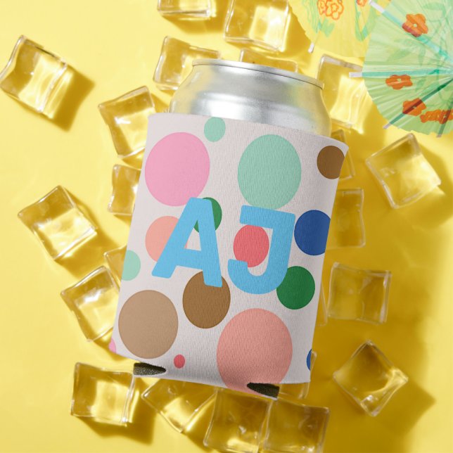Moderne Monogram Polka Dot Dosenkühler (In Situ Sommer)