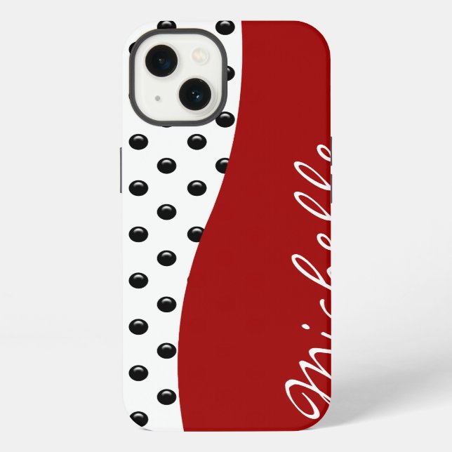 Moderne Monogram Polka Dot iPhone Hülle (Rückseite)
