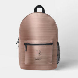 Moderne Monogram-Rose Gold Bedruckter Rucksack