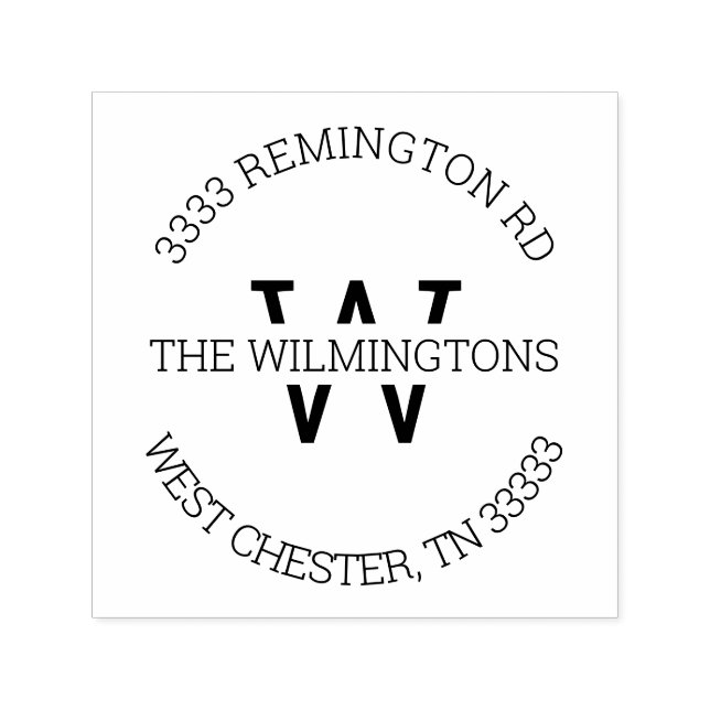 Moderne Monogram Round-Rücksendeadresse Permastempel (Design)