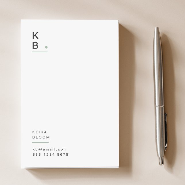 Moderne Monogram Sage Green Minimal Scandi Post-it Klebezettel (Von Creator hochgeladen)