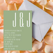 Moderne Monogram Sage Green Minimalistisch Wedding