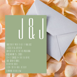 Moderne Monogram Sage Green Minimalistisch Wedding Einladung