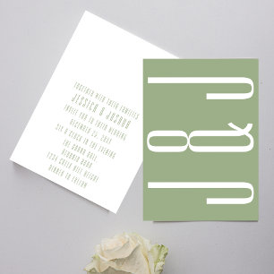 Moderne Monogram Sage Green Typografy Wedding Einladung