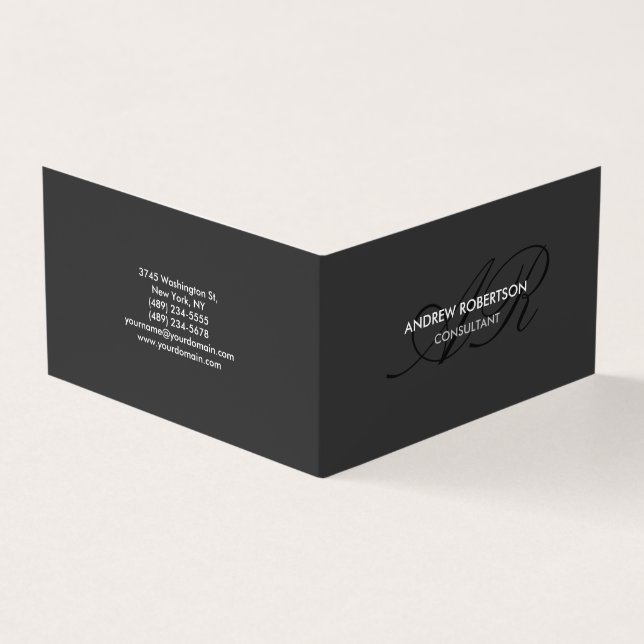 Moderne Monogram Schlicht Gray Trendy Business Car Visitenkarten (Vorderseite)