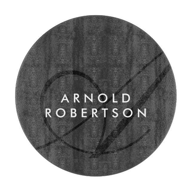 Moderne Monogram Schlicht Gray Trendy Schneidebrett (Vorderseite)
