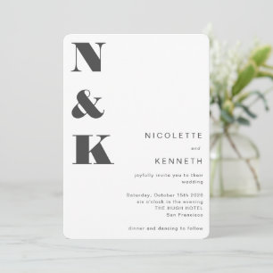 Moderne Monogram Schwarz-weiß fett elegante Hochze Einladung