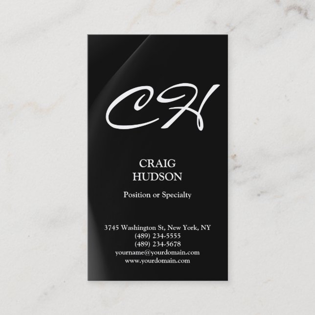 Moderne Monogram Schwarz-weiß Graue Visitenkarte (Vorderseite)