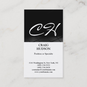 Moderne Monogram Schwarz-weiß Graue Visitenkarte