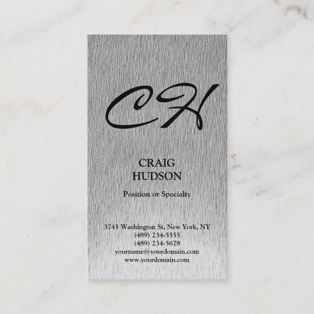 Moderne Monogram Schwarz-weiß Graue Visitenkarte (Vorderseite)