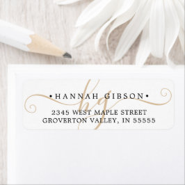 Moderne Monogram Script Initials Black Gold