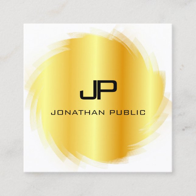 Moderne Monogram Template Elegante Imitate Gold Quadratische Visitenkarte (Vorderseite)