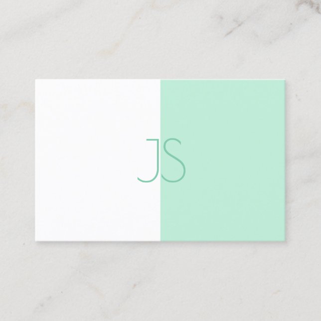 Moderne Monogram Template Trendy Elegant Mint Gree Visitenkarte (Vorderseite)