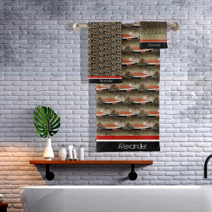 Moderne Monogram Truite Poisson Design Noir Blanc 
