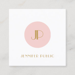 Moderne Monogram Vorlage Elegant Blush Pink Gold Quadratische Visitenkarte